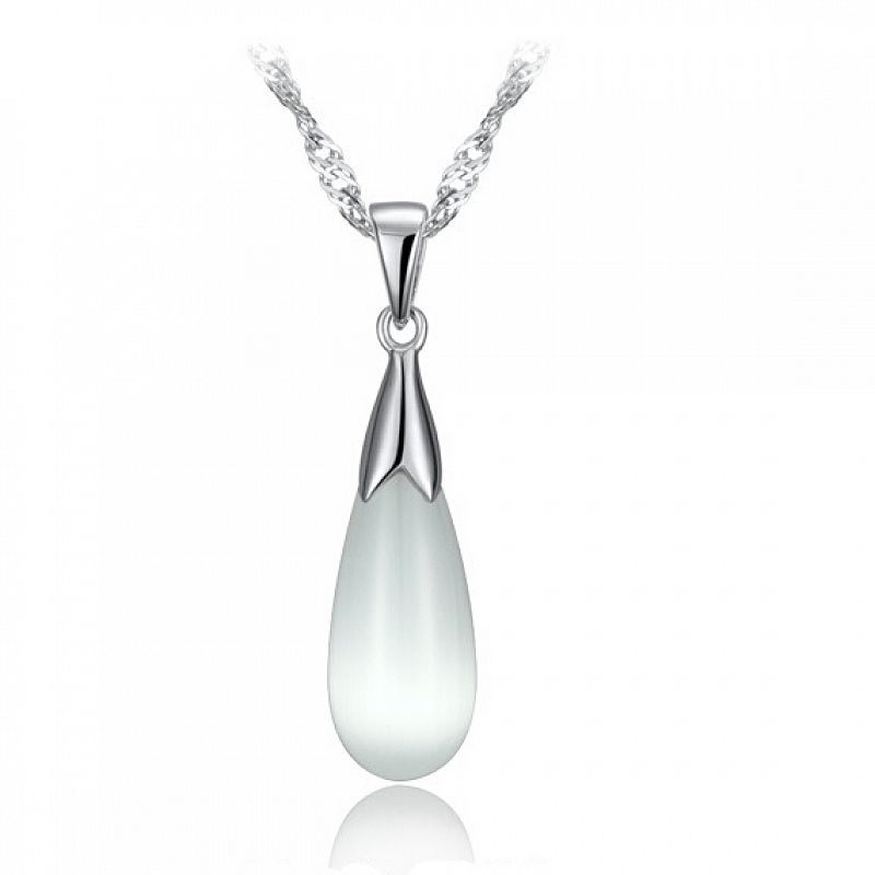 Stříbřený náhrdelník s bílým opálem P1008
