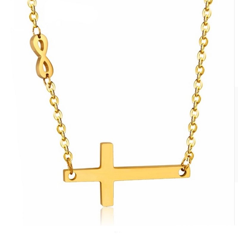 Zlacený náhrdelník s křížkem AD0031G chirurgická ocel