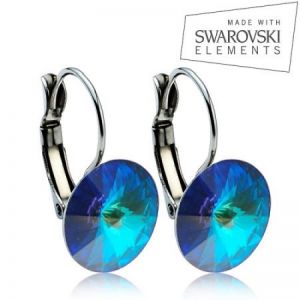 Ocelové náušnice RIVOLI 12 mm, SWAROVSKI® el., Bermuda Blue